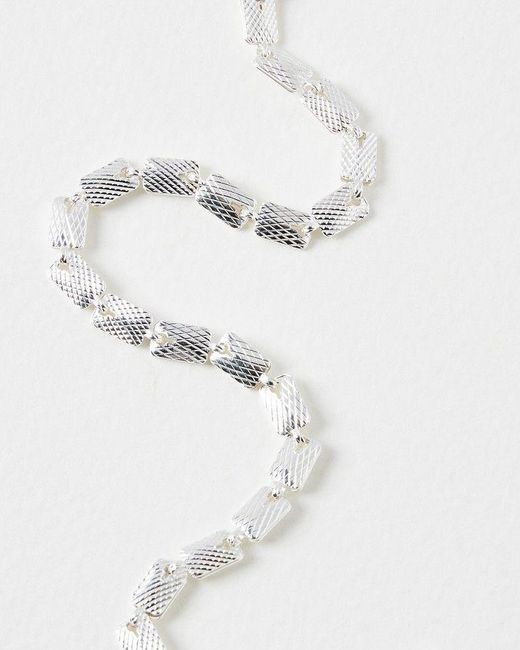 Oliver Bonas White Erica Textured Rectangular Plated Chain Bracelet