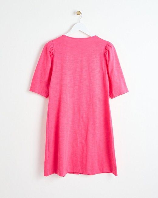 Oliver Bonas Pink Button Through Jersey Mini Dress