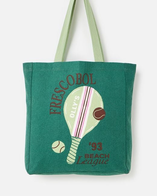 Oliver Bonas Green Frescobol Fabric Tote Shopper Bag