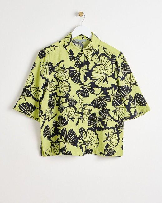 Oliver Bonas Green Floral Print Boxy Shirt