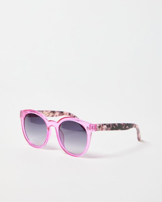 Oliver Bonas Purple & Faux Tortoiseshell Round Preppy Sunglasses