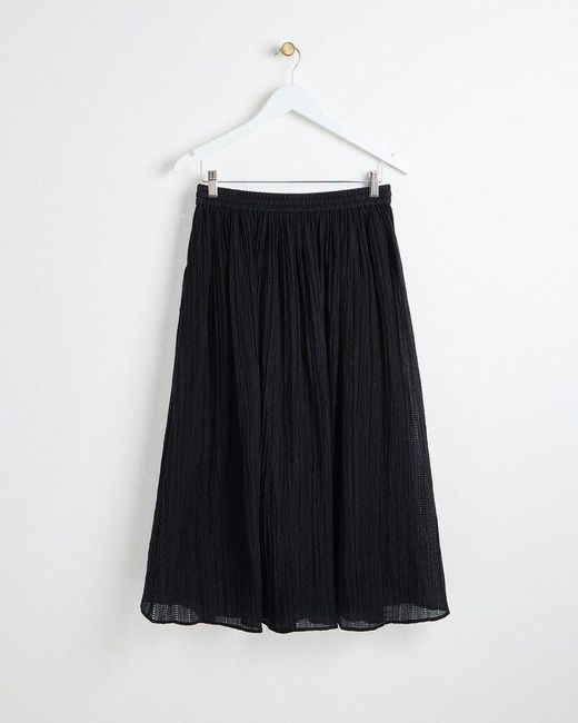 Oliver Bonas White Textured Midi Skirt