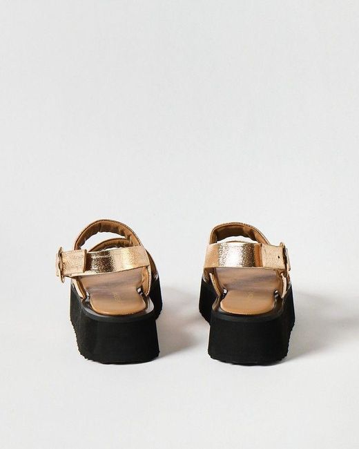 Oliver Bonas Metallic Leather Chunky Flatform Sandals