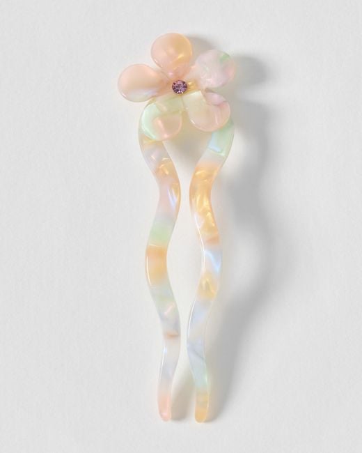 Oliver Bonas White Saffron Resin Flower Hair Pin