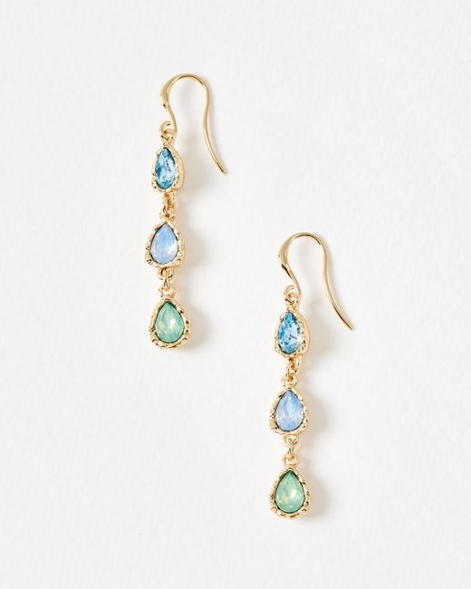 Oliver Bonas Blue Intira Stone Teardrop Tiered Drop Earrings