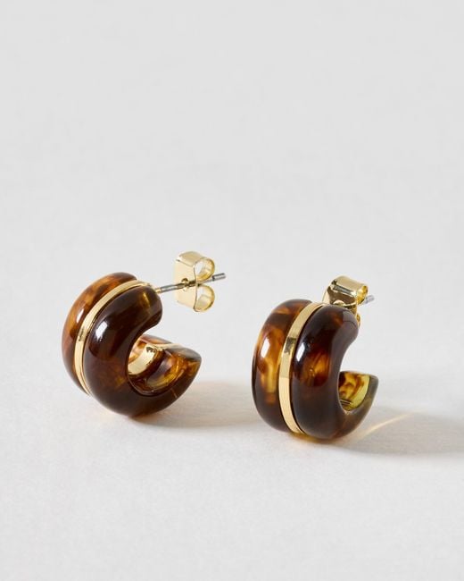 Oliver Bonas Metallic Darlene Mini Resin Hoop Earrings