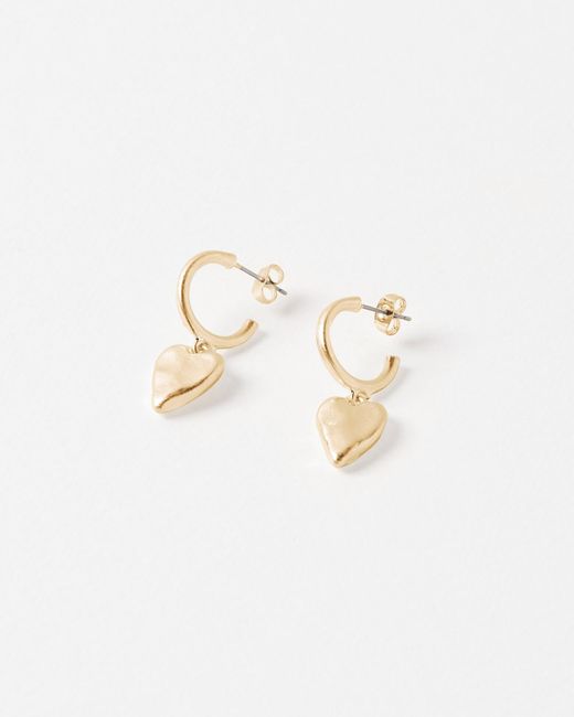 Oliver Bonas White Viola Tone Heart Drop Earrings