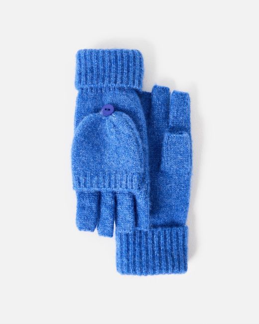 Oliver Bonas Blue Cornflower Knitted Fingerless Mitten Gloves
