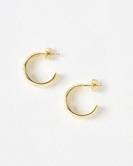 Oliver Bonas White Priya Engraved Heart Hoop Earrings