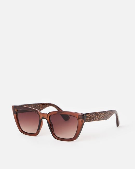 Oliver Bonas Pink Angled Square Sunglasses