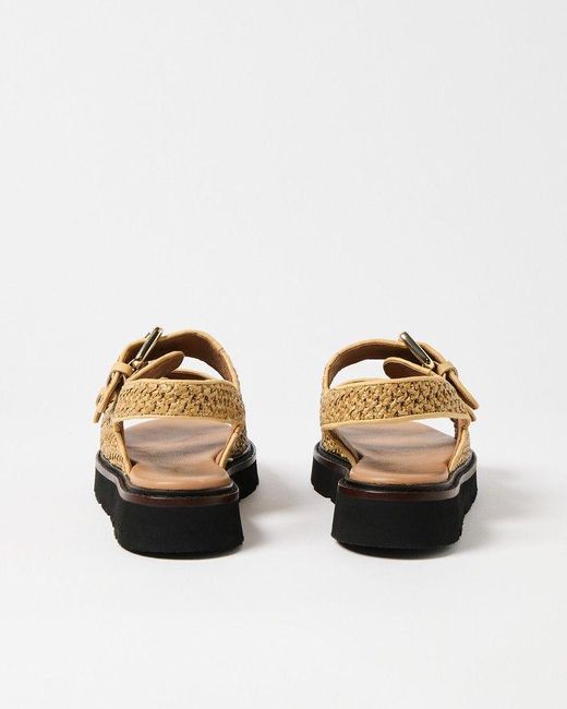 Oliver Bonas Natural Raffia Double Strap Chunky Sandals