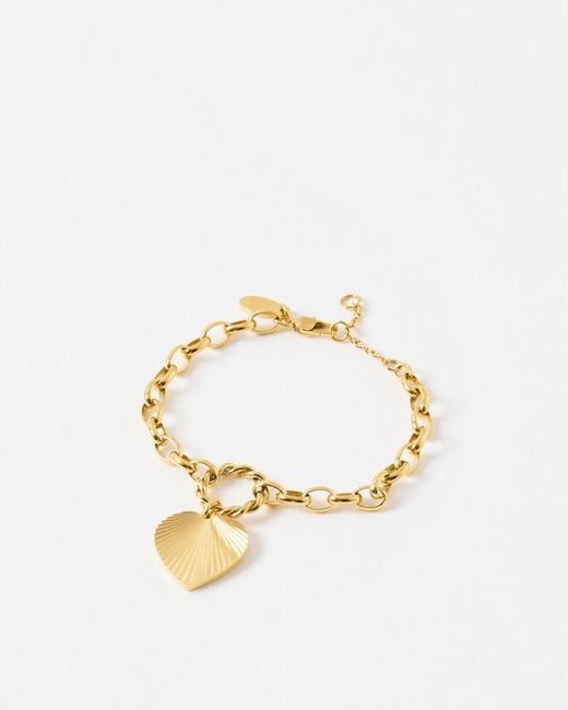 Oliver Bonas Metallic Louisa Etched Heart Tone Waterproof Chain Bracelet