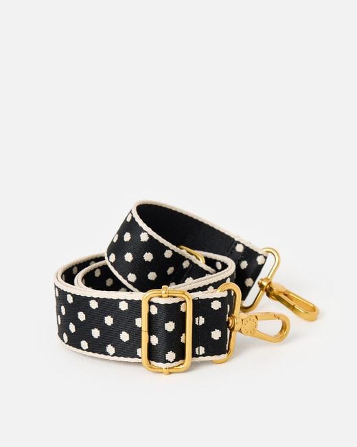 Oliver Bonas Black Brown & Cream Polka Dot Bag Strap