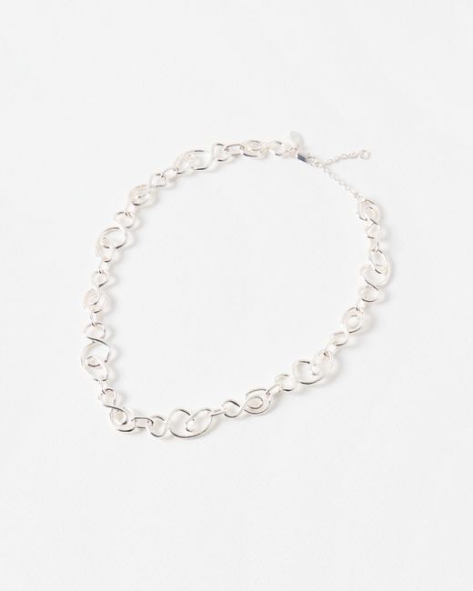 Oliver Bonas White Enza Twisted Links Tone Collar Necklace