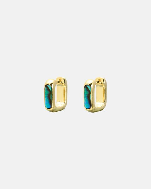 Oliver Bonas White Ava Paua Shell Square Hoop Earrings