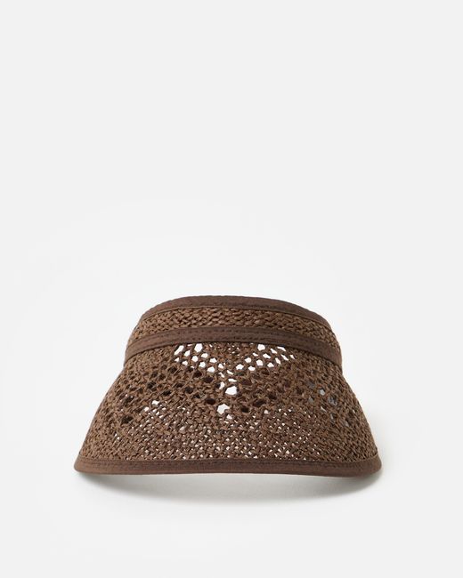 Oliver Bonas Brown Chocolate Open Weave Sun Visor Hat