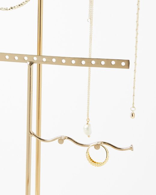 Oliver Bonas White Gold Metal & Marble Wiggle Jewellery Stand