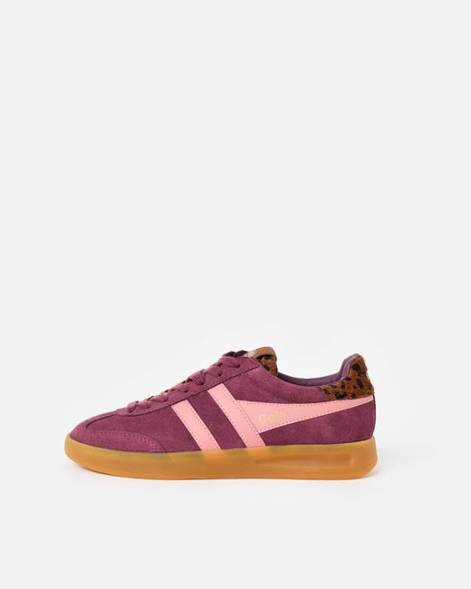 Gola Pink X Ob Exclusive Cyclone Wine & Leopard Print Trainers, Size Uk 3