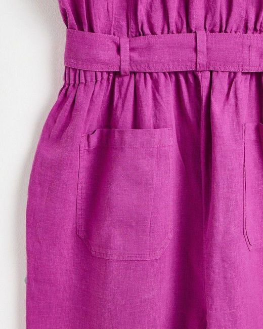 Oliver Bonas Pink Belted Linen Jumpsuit