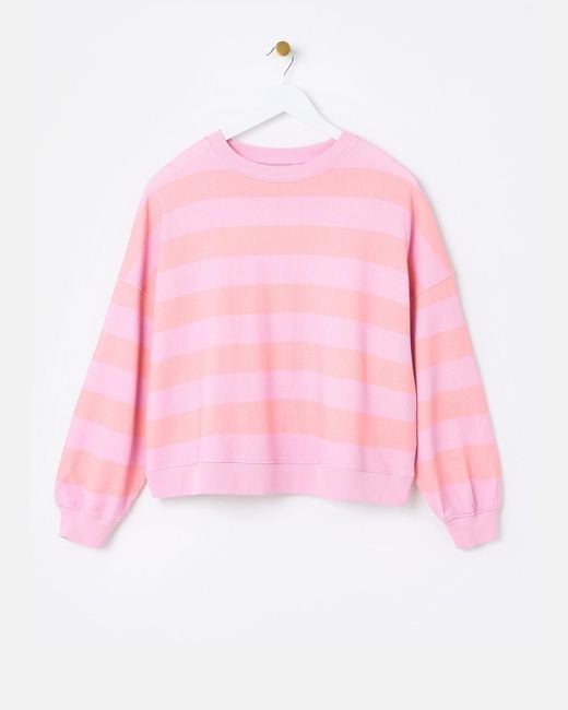 Oliver Bonas Pink Striped Washed Sweatshirt, Size 8