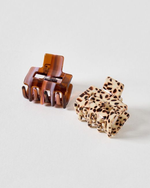 Oliver Bonas Metallic Posie Leopard & Mini Claw Clips Set Of Two