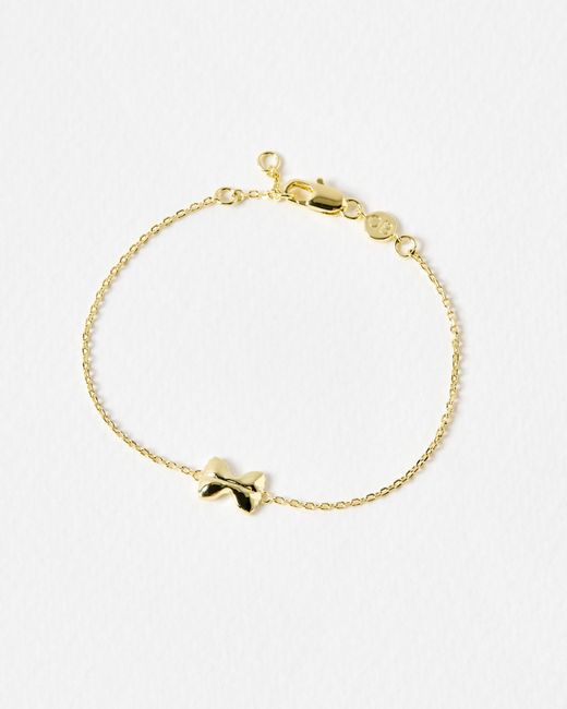 Oliver Bonas Metallic Farfalle Pasta Bow Charm Chain Bracelet