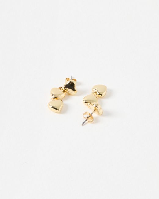 Oliver Bonas White Doris Tiered Tone Heart Drop Earrings