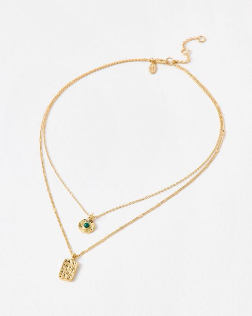Oliver Bonas Metallic Claire Molten Charms Gold Tone Layered Necklace