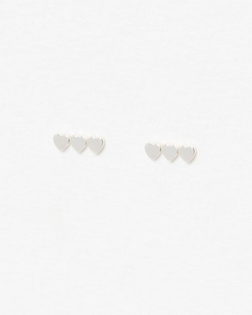 Oliver Bonas White Triple Heart Stud Earrings
