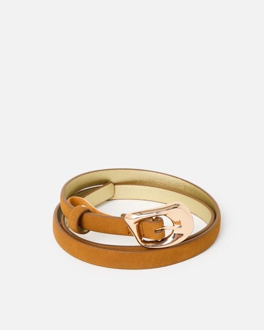 Oliver Bonas White Toffee Faux Suede Jeans Belt, Size S