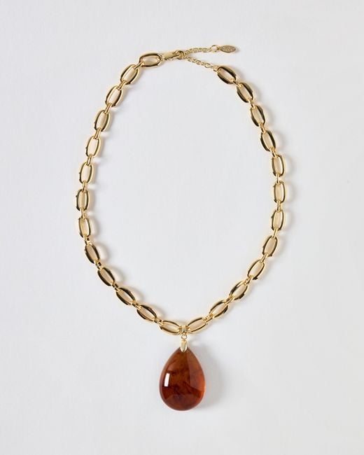 Oliver Bonas White Ronata Resin Pendant Necklace