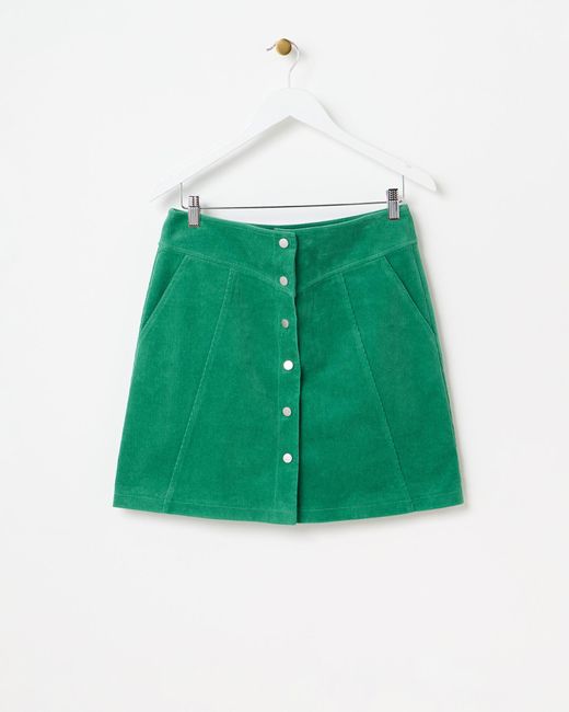 Oliver Bonas Green Corduroy Mini Skirt, Size 6