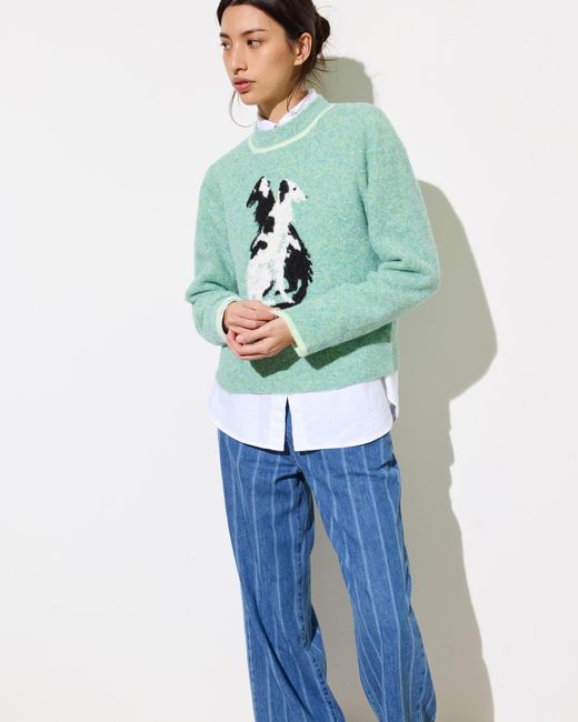 Oliver Bonas Blue Marl Dog Knitted Jumper, Size 6