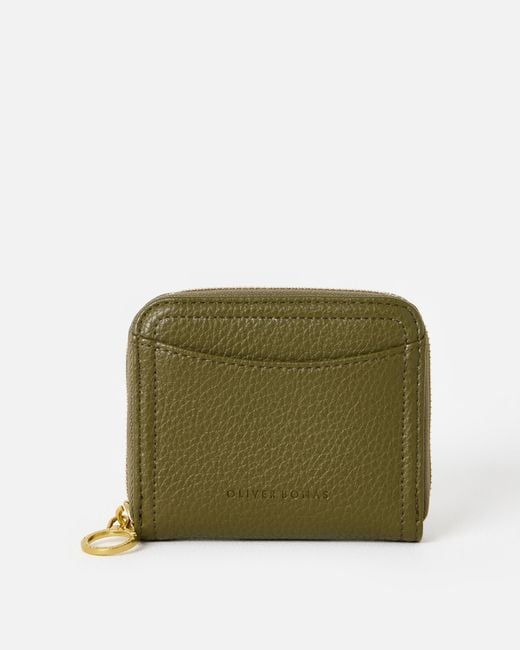 Oliver Bonas Green Lola Khaki Zip Around Purse