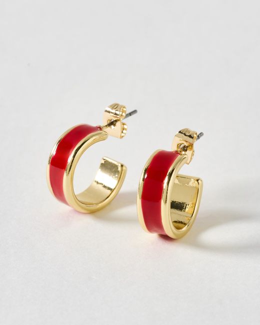 Oliver Bonas White Ember Enamel Hoop Earrings