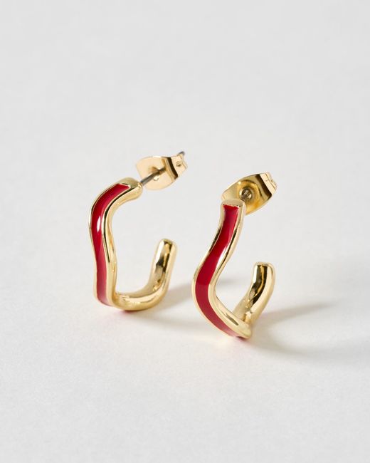 Oliver Bonas White Roxie Enamel Hoop Earrings