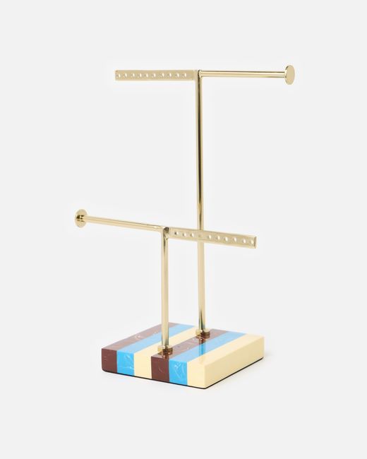 Oliver Bonas White Stripe Resin Square Jewellery Stand
