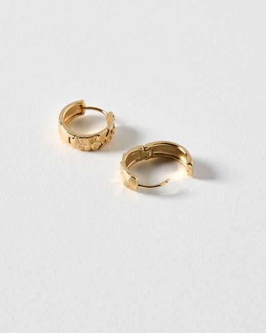Oliver Bonas White Viola Textured Tone Hoop Earrings