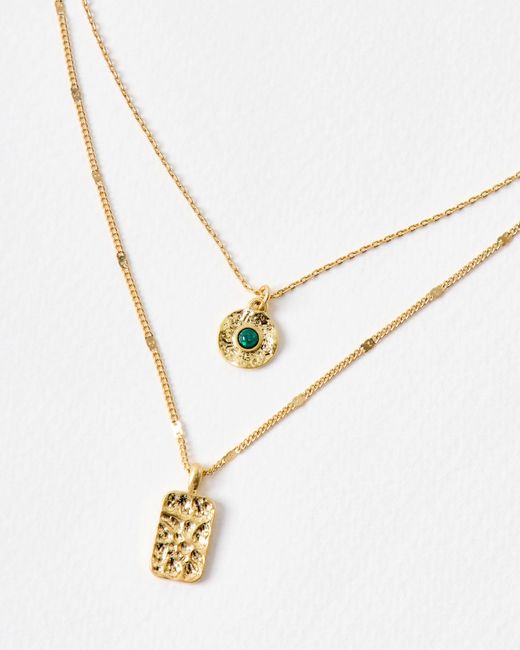 Oliver Bonas Metallic Claire Molten Charms Gold Tone Layered Necklace