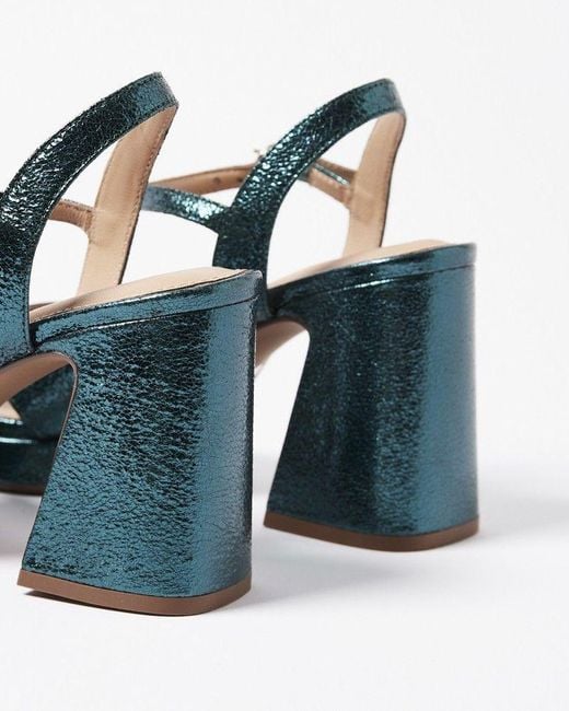 Oliver Bonas Blue Metallic Leather Heeled Sandals