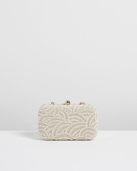 Oliver Bonas Dina Deco Pearl Clutch Bag in Cream (Natural) Lyst