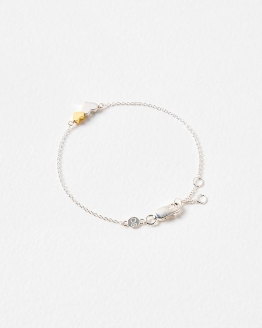 Oliver Bonas White Callie Heart Charm Silver & Chain Bracelet