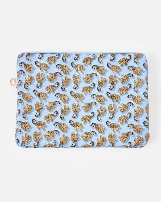 Oliver Bonas Blue Snow Leopard Laptop Case