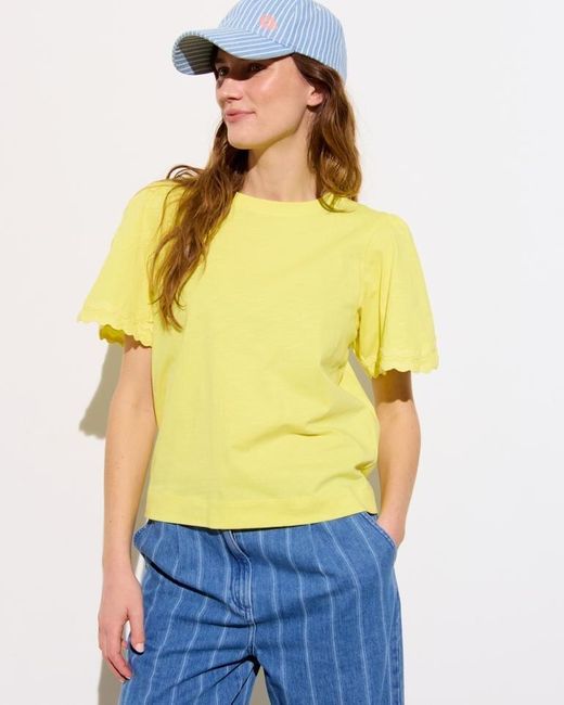 Oliver Bonas Yellow Flutter Sleeve Jersey Top