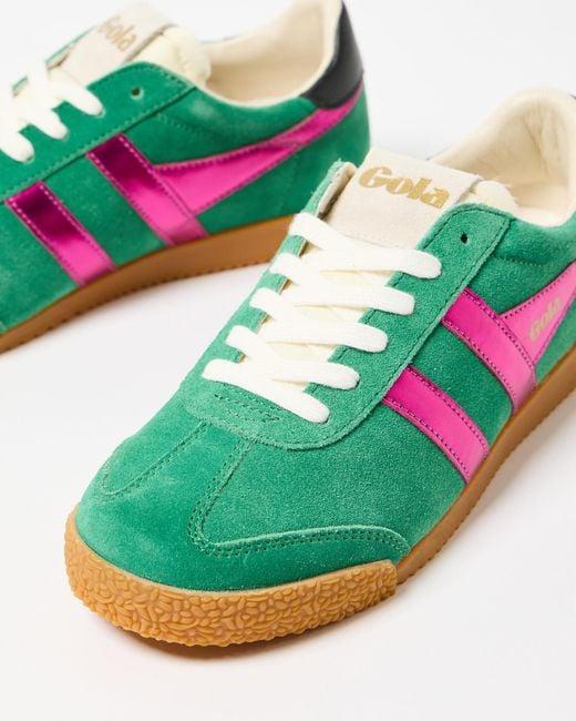 Gola Green X Ob Exclusive Suede & Pink Metallic Trainers, Size Uk 3