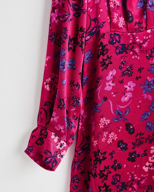 Oliver Bonas Floral Satin Pink Mini Dress, Size 6