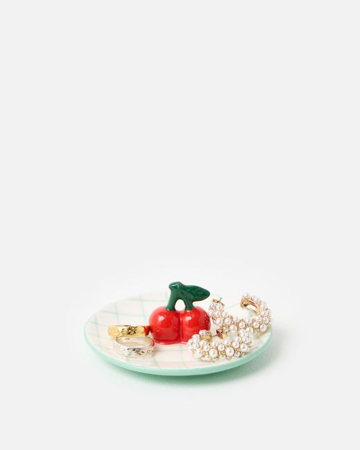 Oliver Bonas White Cherry Ceramic Ring Dish
