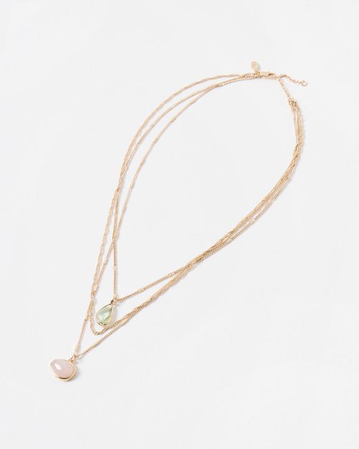 Oliver Bonas Natural Melody Triple Row Layered Pendant Necklace