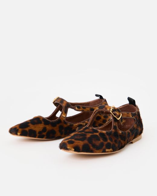 Anonymous Copenhagen Brown Praise Leopard Print Ballet Flats, Size 3