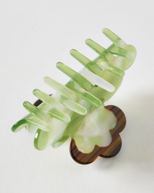 Oliver Bonas Green Nina Resin Curve Edge Claw Clip